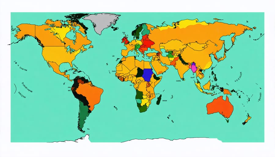 Color-coded world map showing varying legal statuses of Kratom